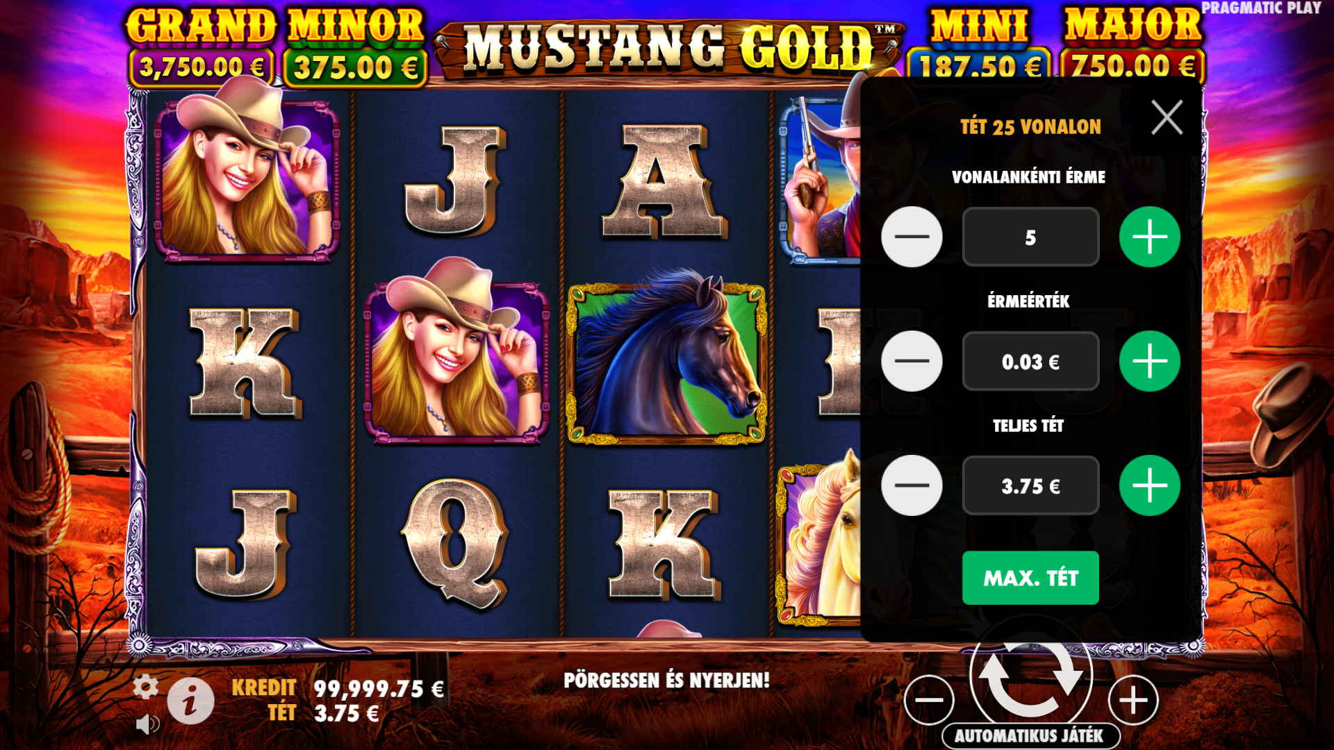 Mustang Gold slot a Mostbet online kaszinóban